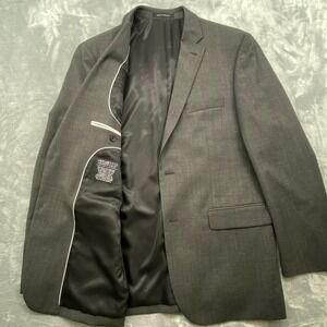 Awearness Kenneth Cole Mens 42 Long Slim Fit Grey Wool Blend Herringbone Blazer